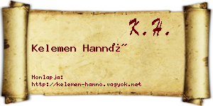 Kelemen Hannó névjegykártya